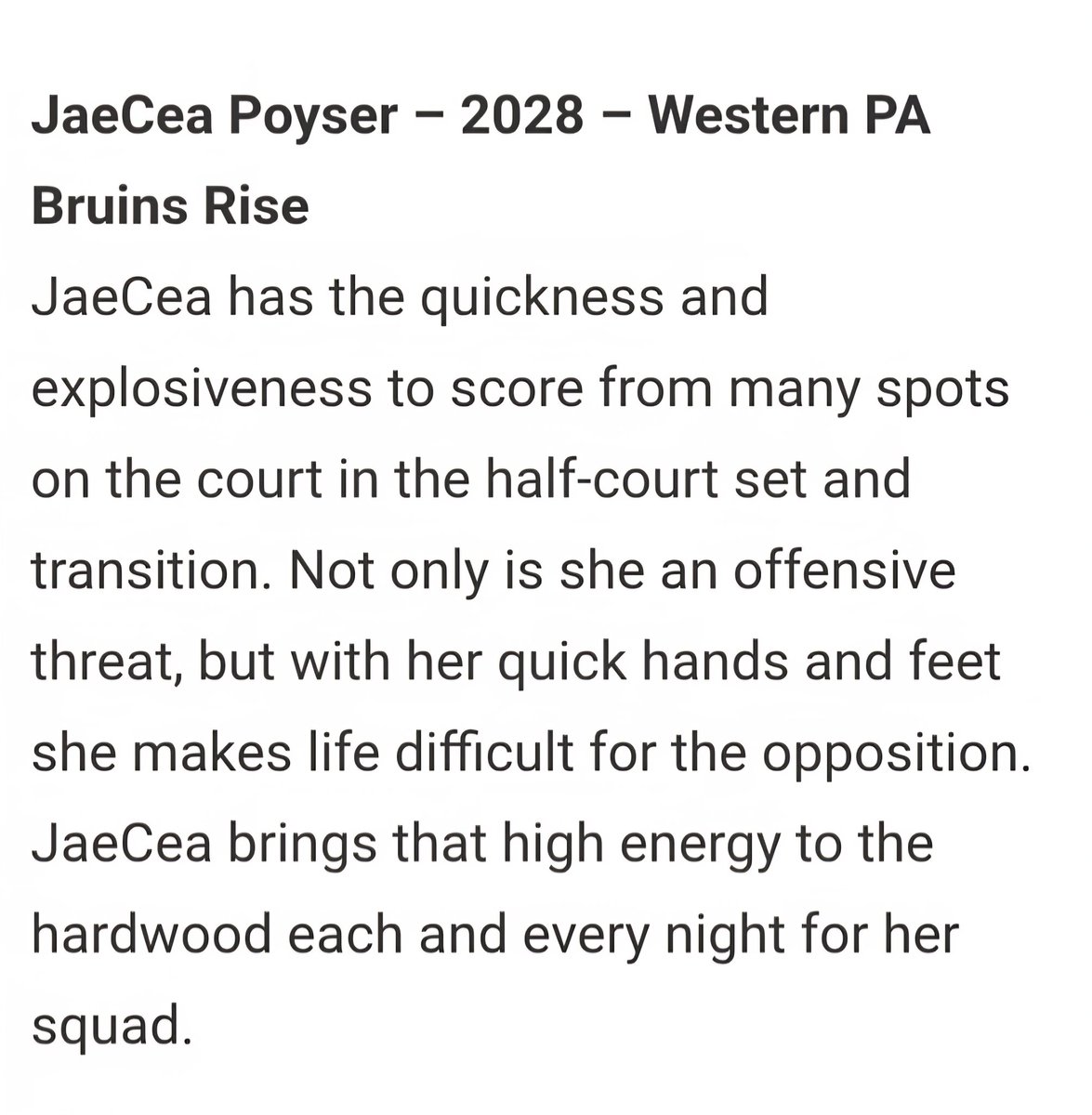 JaeCea Poyser (@jaeceapoyser) on Twitter photo Thank you <a href="/JrAllStarBB/">Jr. All-Star Girls Basketball</a> for the write-up from AC Showcase!!💪🏀
<a href="/coachlodovico/">Steve Lodovico</a>
<a href="/BRUINSUARISE28/">WPA BRUINS UA RISE LODOVICO 2028</a> Thank you <a href="/JrAllStarBB/">Jr. All-Star Girls Basketball</a> for the write-up from AC Showcase!!💪🏀
<a href="/coachlodovico/">Steve Lodovico</a>
<a href="/BRUINSUARISE28/">WPA BRUINS UA RISE LODOVICO 2028</a>