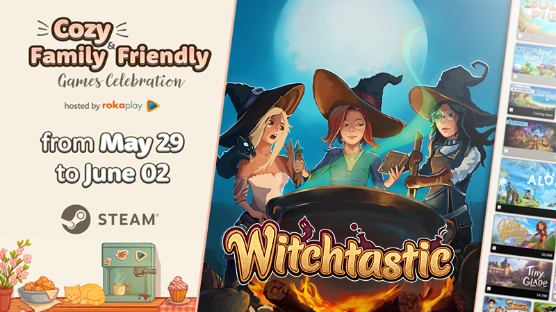 We're part of the Cozy &amp; Family Friendly Games Celebration 2025! Witchtastic is on discount during the entire event and until June 5.

store.steampowered.com/sale/cozyfamil…