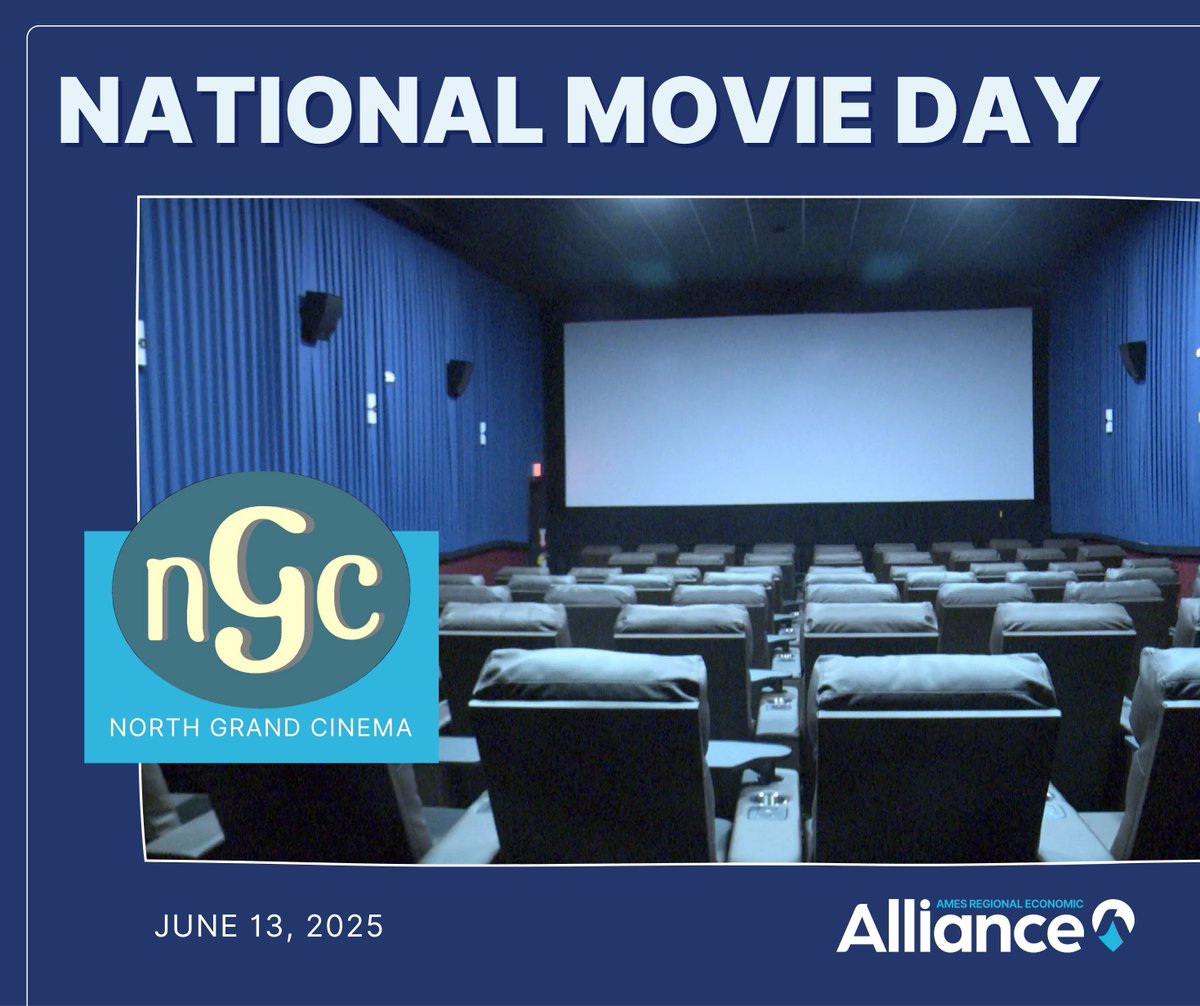 Today is National Movie Day—perfect for catching a film at North Grand Cinema. Enjoy the big screen experience right here in Ames with fresh popcorn and the latest releases!