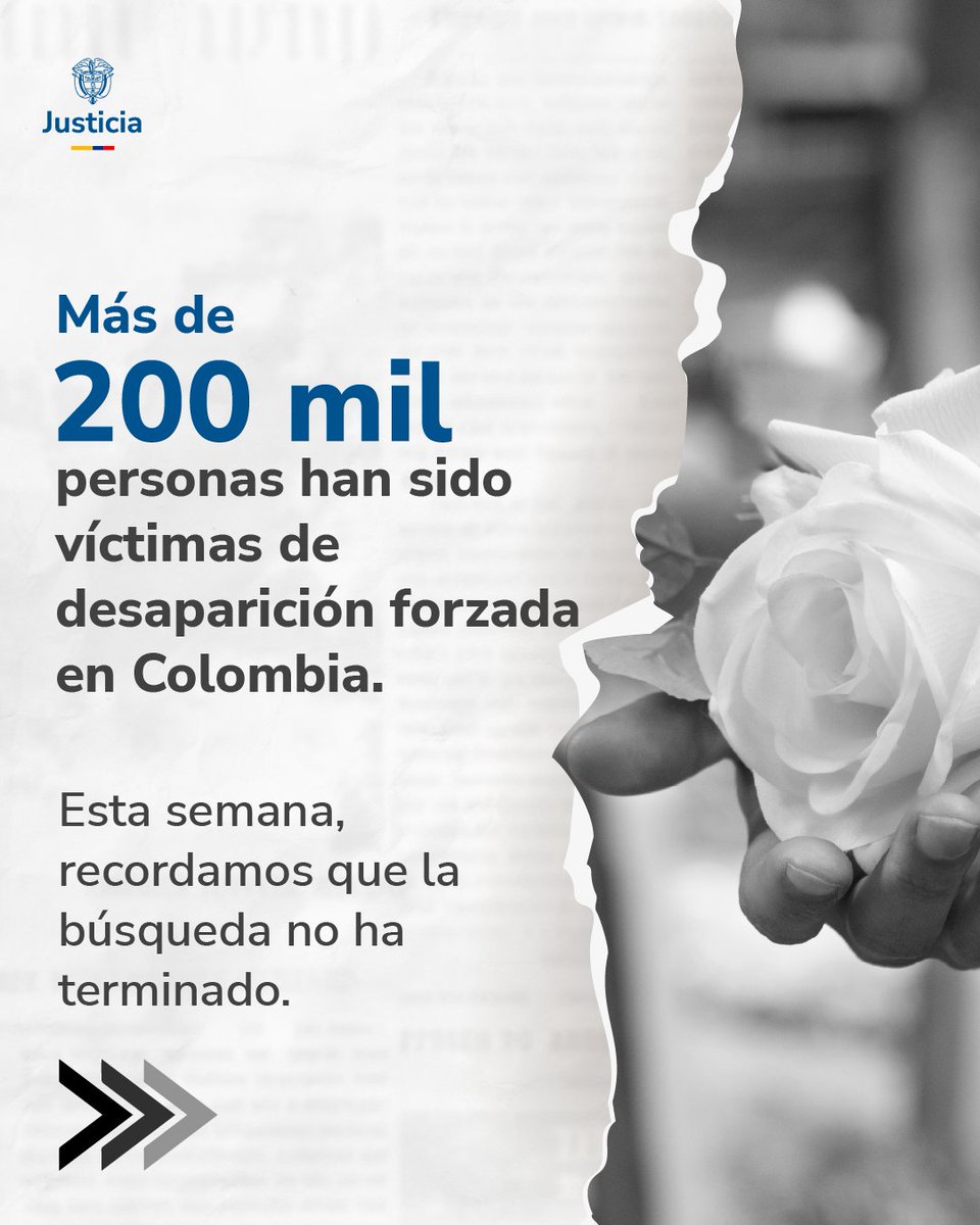 MinjusticiaCo's tweet photo. Esta semana no es un recordatorio simbólico.
Es un clamor por las voces que fueron silenciadas,
por los cuerpos que nunca regresaron,
por las familias que siguen esperando.

#SemanaDelDetenidoDesaparecido https://t.co/sc8sFdvv4Z