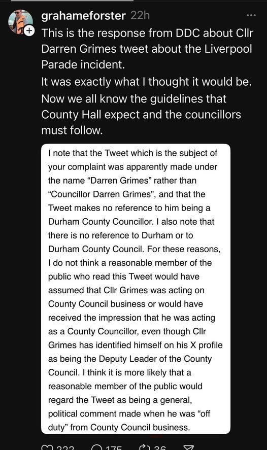 Reform Party UK Exposed 🇬🇧 (@reformexposed) on Twitter photo We need <a href="/darrengrimes_/">Darren Grimes</a> to have some sort of Twitter disclaimer saying when something is from ‘Councillor Darren Grimes’ or ‘Media Whore Darren Grimes’.
Don’t expect anything to come from ‘Councillor Darren Grimes’ because he doesn’t appear to exist.
Come on Durham County We need <a href="/darrengrimes_/">Darren Grimes</a> to have some sort of Twitter disclaimer saying when something is from ‘Councillor Darren Grimes’ or ‘Media Whore Darren Grimes’.
Don’t expect anything to come from ‘Councillor Darren Grimes’ because he doesn’t appear to exist.
Come on Durham County