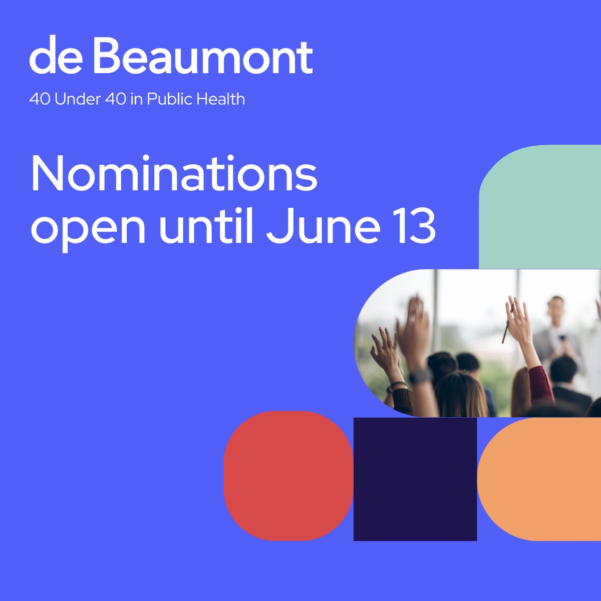 BSPH / HPM (@bsph_hpm) on Twitter photo Nominate members from the Class of 2025 for <a href="/deBeaumontFndtn/">de Beaumont Foundation</a>'s 40 Under 40 in Public Health list! The list elevates leaders changing the face of public health in innovative ways. Nominations are accepted until Friday, June 13th.
Submit nomination: debeaumont.org/about-40-under… Nominate members from the Class of 2025 for <a href="/deBeaumontFndtn/">de Beaumont Foundation</a>'s 40 Under 40 in Public Health list! The list elevates leaders changing the face of public health in innovative ways. Nominations are accepted until Friday, June 13th.
Submit nomination: debeaumont.org/about-40-under…