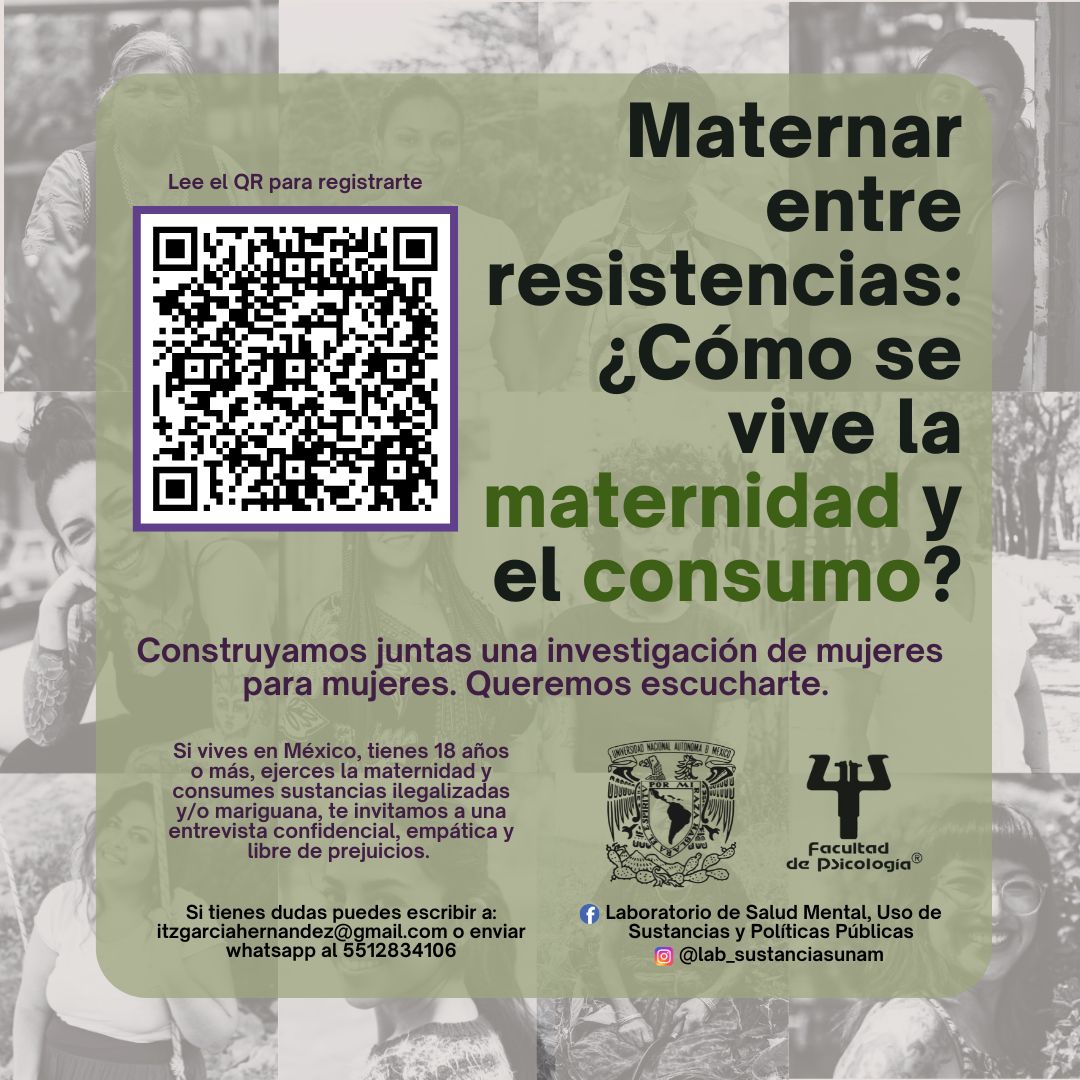 Si eres una mujer que vive en México, ejerce la maternidad y consume alguna sustancia 1l3galiz4da, el Laboratorio de Salud Mental, Uso de Sustancias y Políticas Públicas te invita a colaborar en un estudio para construir una investigación libre de estigmas
docs.google.com/forms/d/e/1FAI…