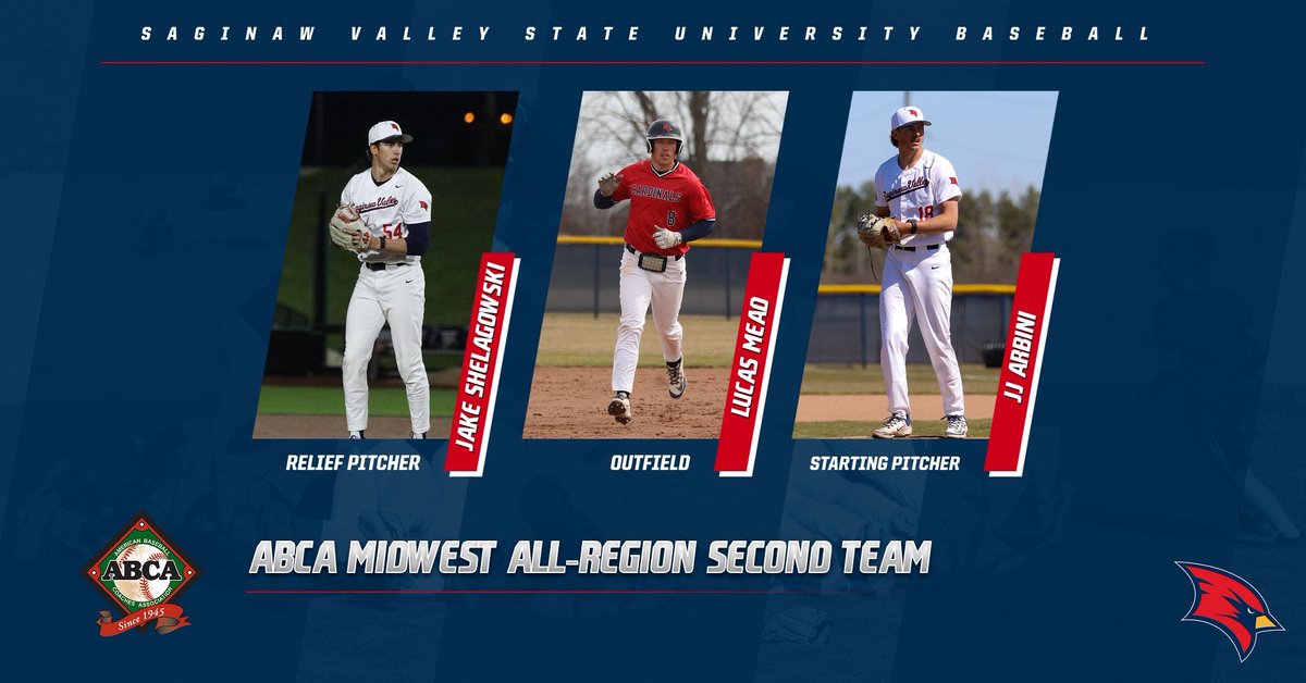 SVSU Baseball (@svsubaseball) on Twitter photo Congrats to our 3 guys earning <a href="/RawlingsSports/">Rawlings Baseball</a> <a href="/ABCA1945/">ABCA</a> All-Region Honors
<a href="/LucasMead04/">Lucas Mead</a>
<a href="/JJArbini/">JJ Arbini</a>
<a href="/JShelagowski/">Jake Shelagowski</a> Congrats to our 3 guys earning <a href="/RawlingsSports/">Rawlings Baseball</a> <a href="/ABCA1945/">ABCA</a> All-Region Honors
<a href="/LucasMead04/">Lucas Mead</a>
<a href="/JJArbini/">JJ Arbini</a>
<a href="/JShelagowski/">Jake Shelagowski</a>