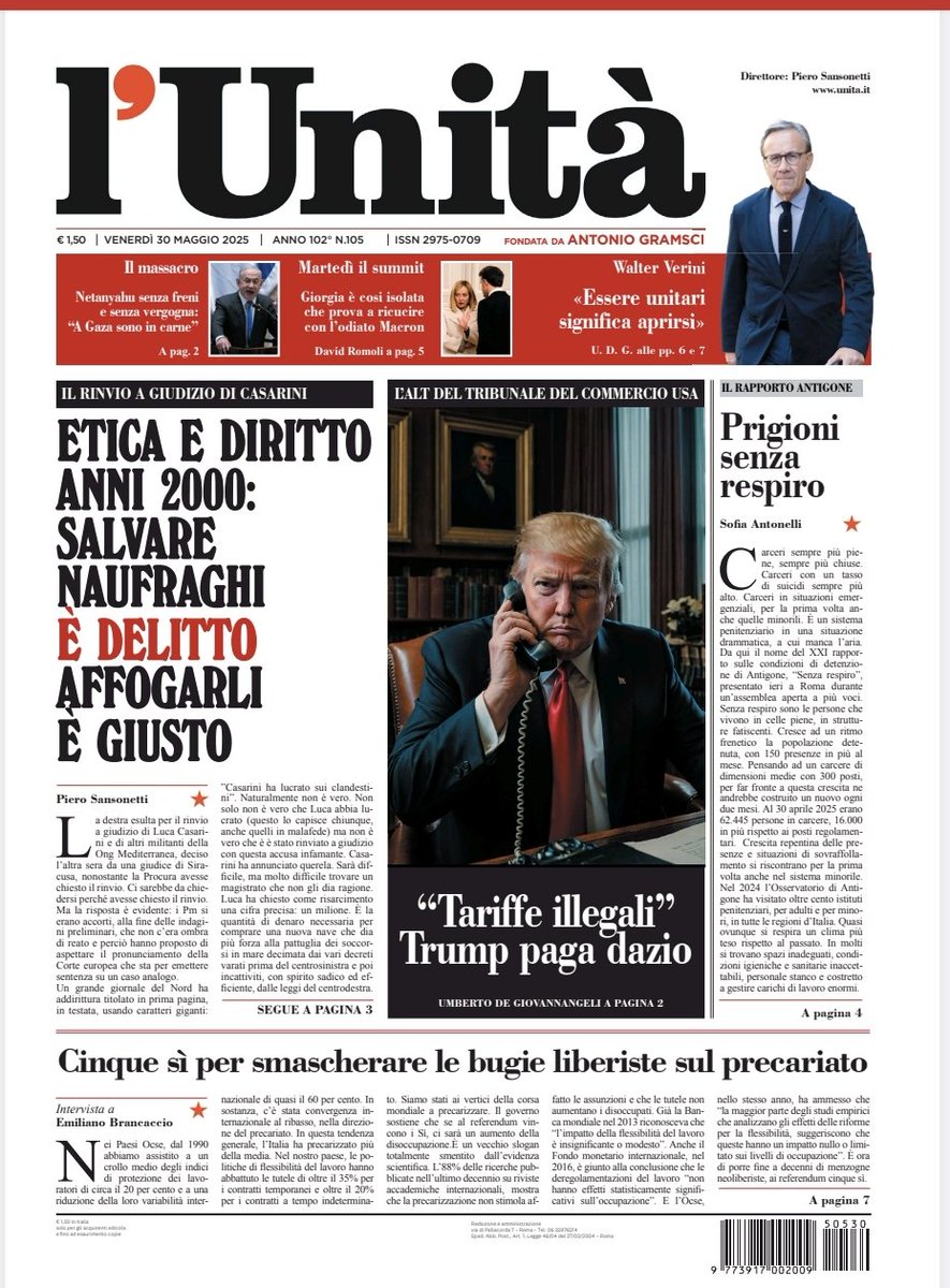 📰 La prima pagina dell’#Unità del #30maggio

Abbonati subito: bit.ly/ABBONATI-SUBITO