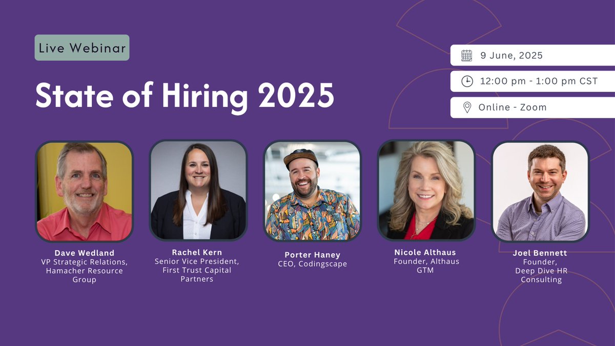 The hiring game is changing. Are you prepared?
 
Join us on June 9 at 12 PM CST for Venturous' webinar, "The State of Hiring," where industry experts will discuss emerging trends and strategies in recruitment.

Register here:  bit.ly/stateofhiringw…