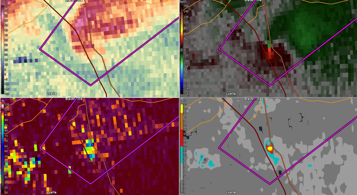 Robust - but certainly very tiny - supercell produced a tornado SE of Atlanta 15 mins ago, with a clear TDS and tight couplet nonetheless: