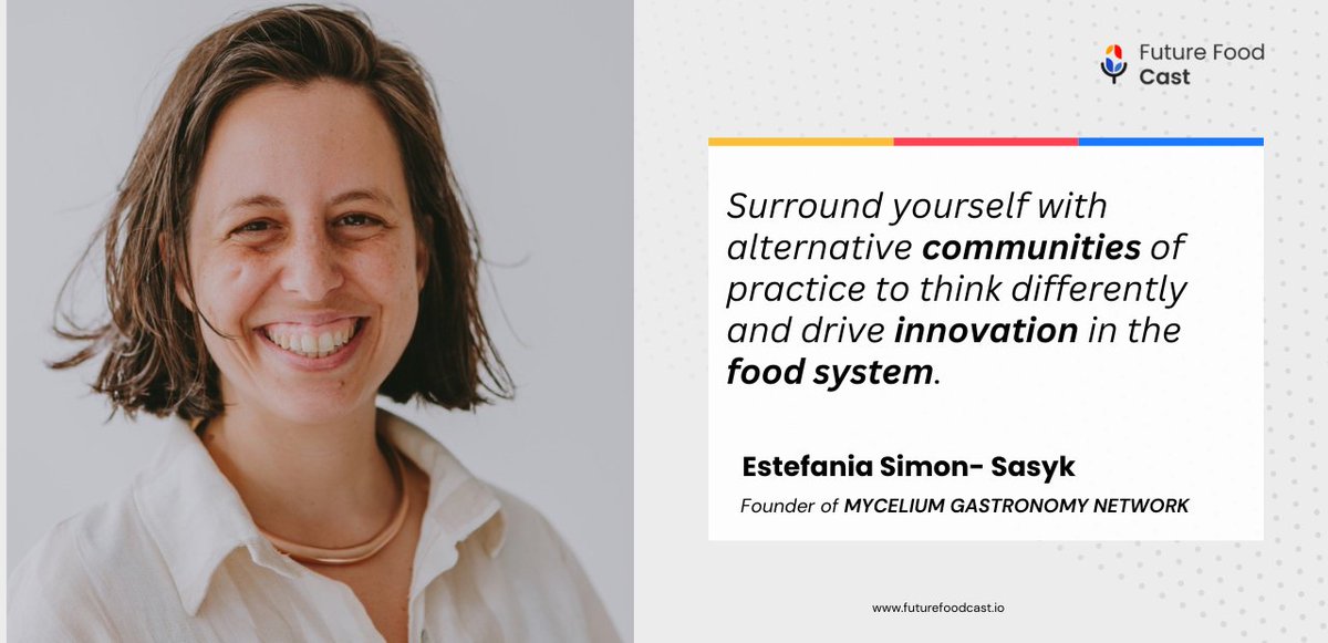Transform food systems w/ Estefania Simon Sasyk , founder of Mycelium Gastronomy Network! 🌱 

Join diverse communities to spark innovation. Tune in to Future Food Cast tomorrow! 🎧

 #Sustainability #FoodLeadership #Innovation