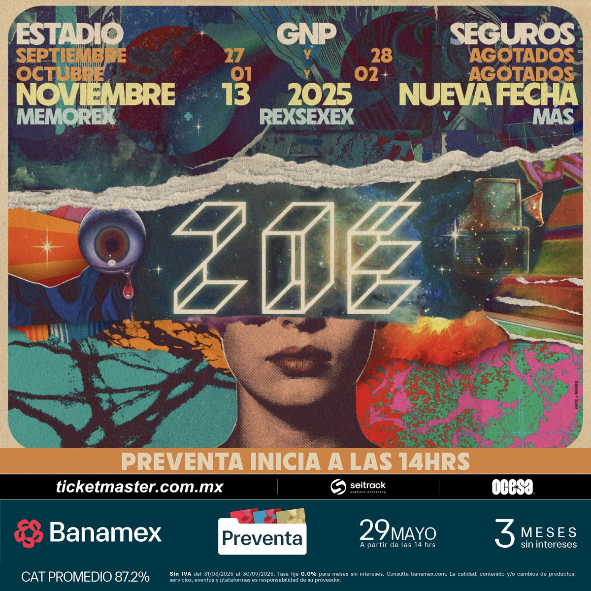 🚨Ya empezó la #PreventaBanamex para el 13 de noviembre en Estadio GNP Seguros, consigue tus boletos aquí: bit.ly/ZoeEstadioGNP1…

Venta General- 30 de mayo, 2pm