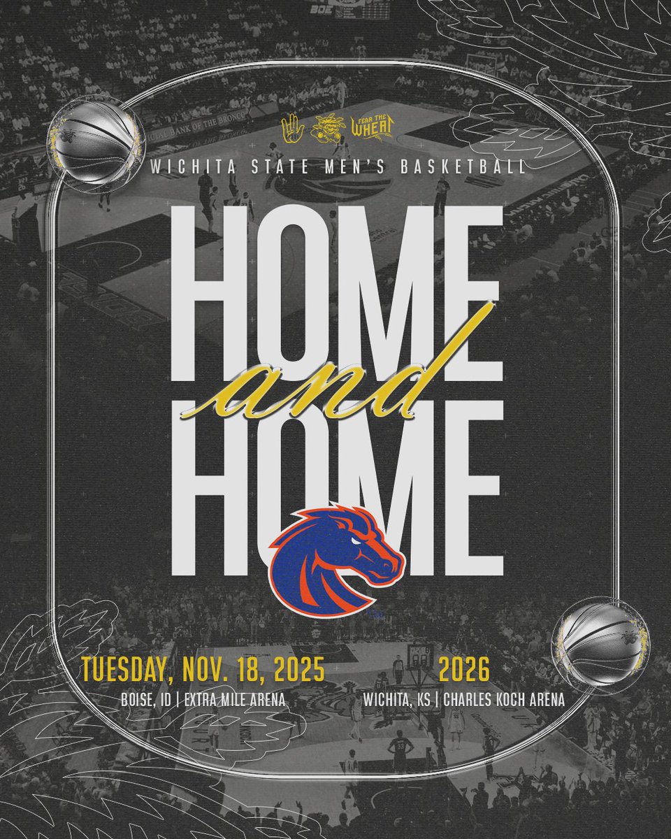 2025 → Boise ⛰️
2026 → Wichita 🌾

Wichita State, Boise State agree to a home-and-home series beginning in Boise on Nov. 18, 2025.

📰 bit.ly/wsubsuseries