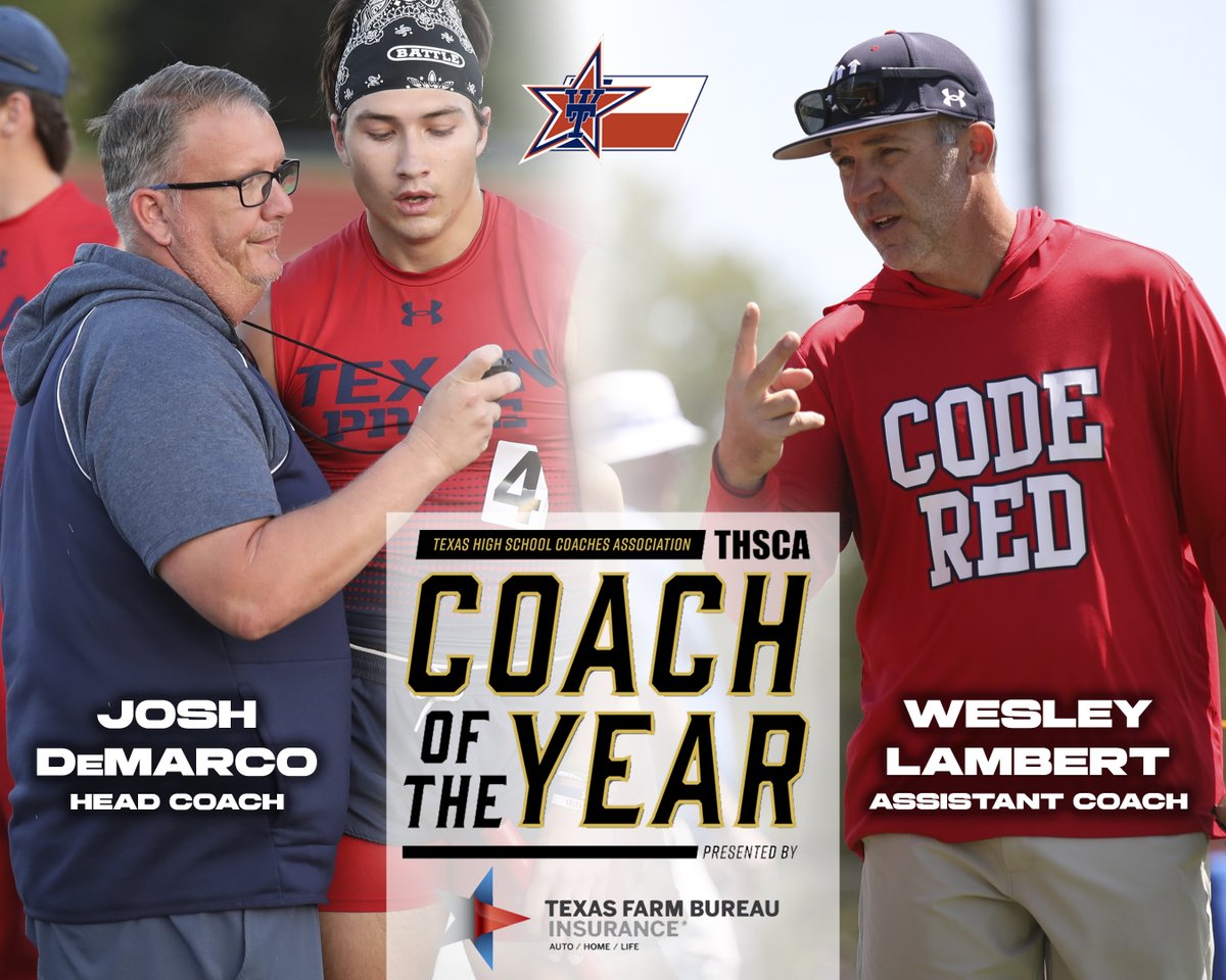 Congratulations to Josh DeMarco and Wesley Lambert, who were recognized by <a href="/THSCAcoaches/">THSCA</a> as the Region 8 boys Track &amp; Field Head Coach and Assistant Coach of the Year for the 2025 season. Two of the best to do it!