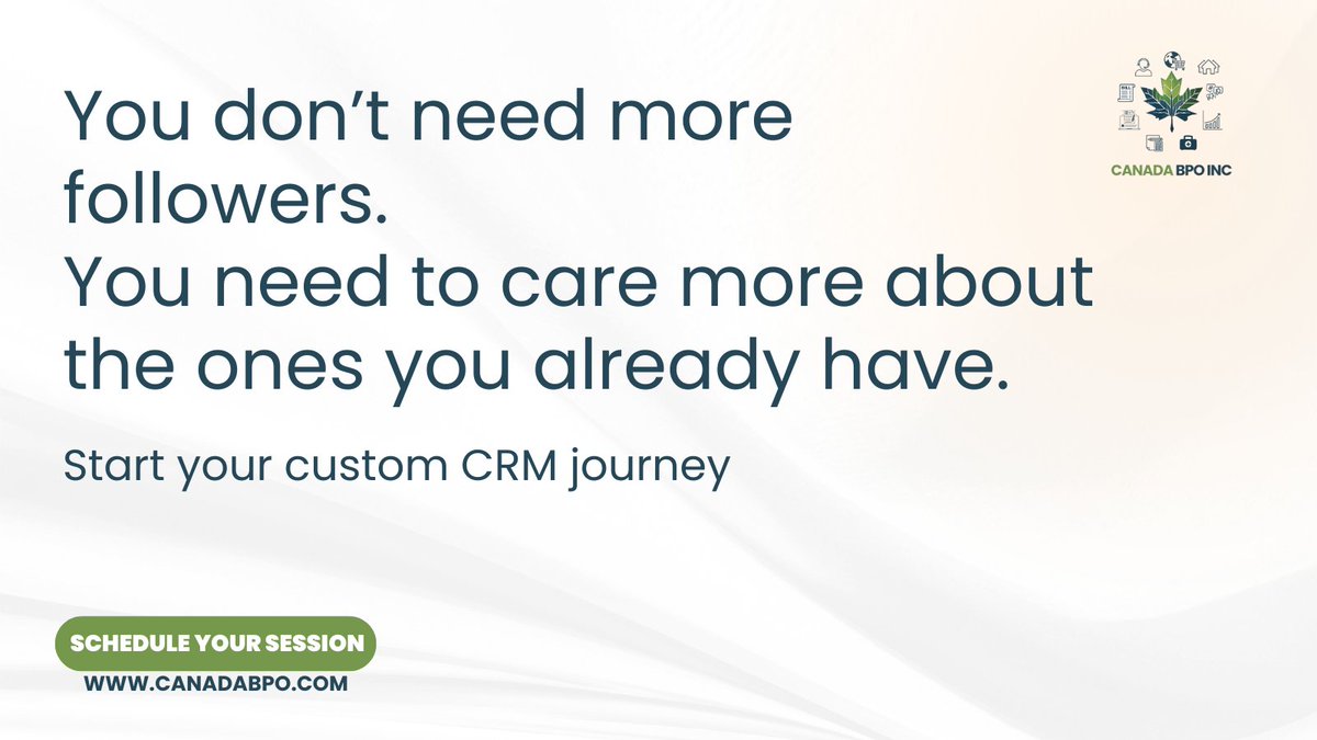 CanadaBpoInc's tweet image. Most businesses focus on getting attention.
Great ones focus on keeping it.

We help you build systems that grow loyalty, not just leads.

#CustomerLoyalty #SmartGrowth #RetentionTools #CustomCRM #CanadaBPO