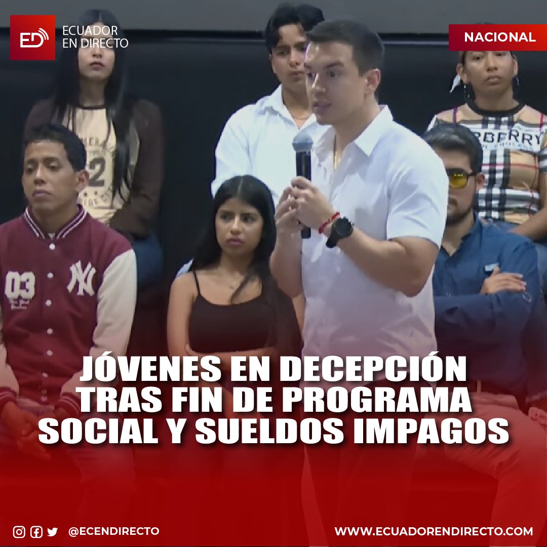 EcEnDirecto's tweet photo. #NACIONAL
Gobierno ecuatoriano termina programas sociales para jóvenes, sin pagar a muchos de ellos los salarios prometidos, desatando malestar en la ciudadanía.

Más información⬇️ 
https://t.co/RQyHsI0FGq https://t.co/SBd5QyMqby