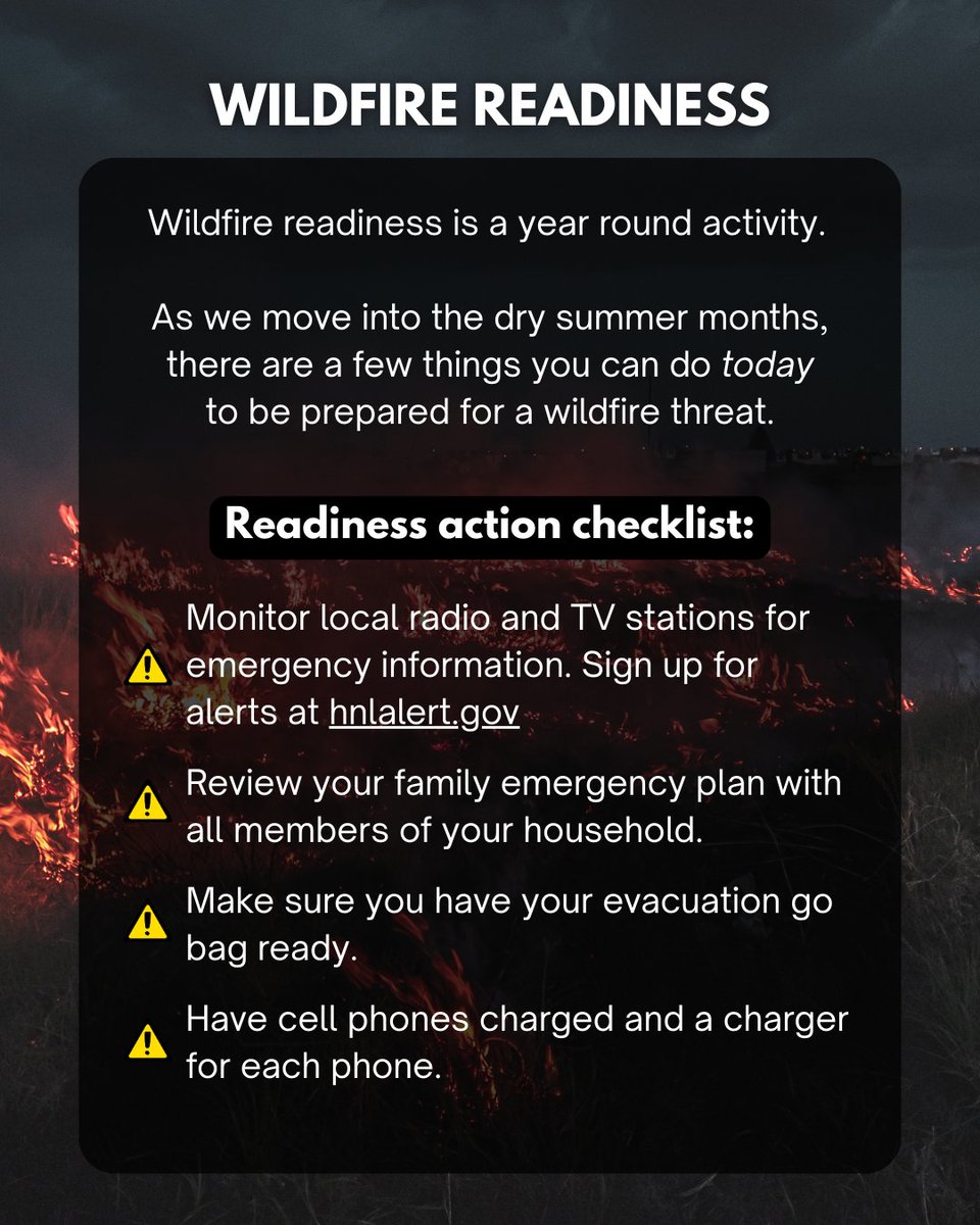 🔥 When a wildfire is a threat, it is critical that you take actions quickly. Be sure to follow emergency instructions and stay informed about fire status.

Remember, if you feel unsafe, don’t wait, evacuate.

#nationalwilfireawareness #wildfireawareness #wildfire