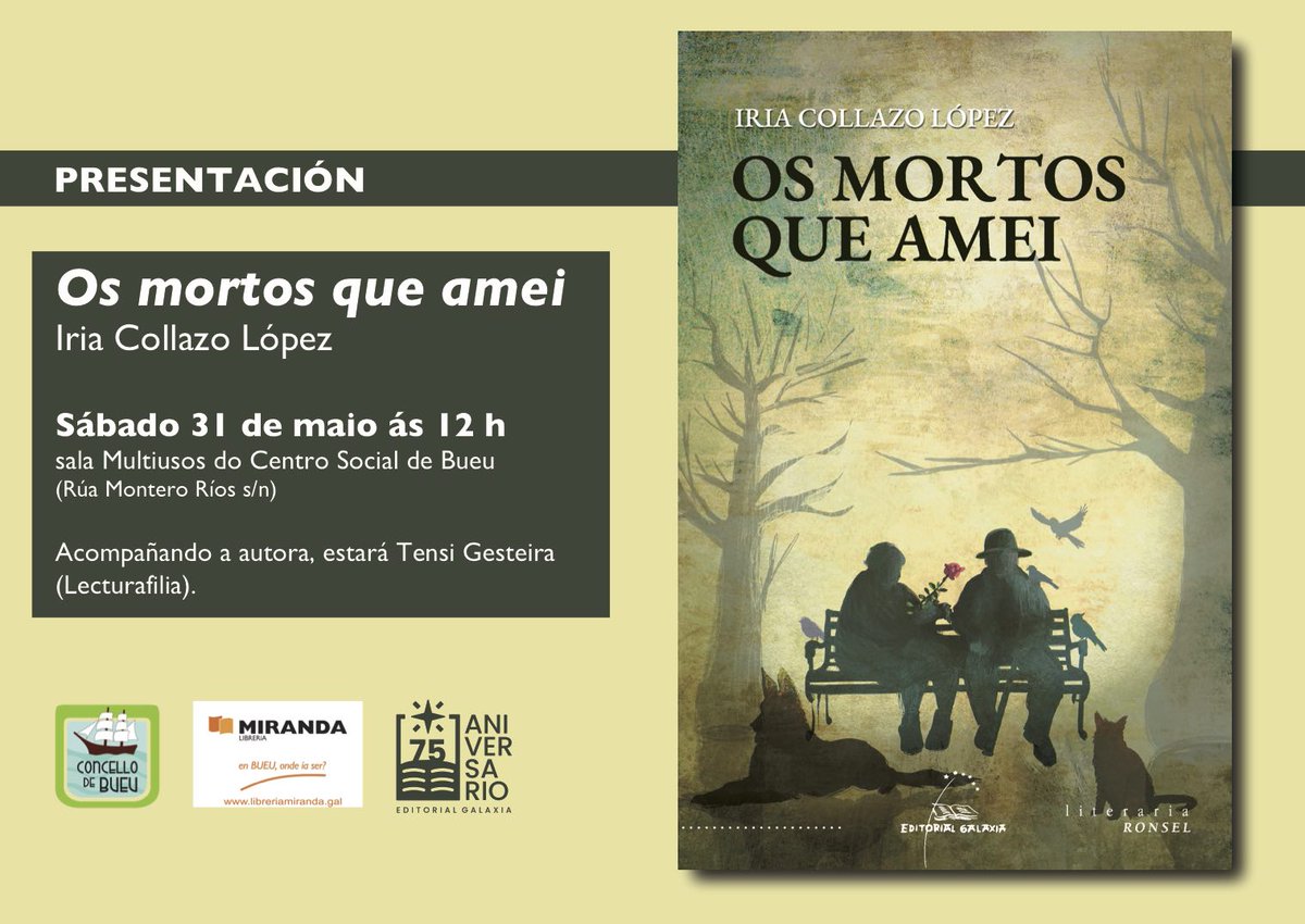 AELG (@aelg) on Twitter photo Bueu: presentación de Os mortos que amei, de Iria Collazo López: axendacultural.aelg.gal/2025/05/30/bue… <a href="/Augamarinha/">Iria Collazo</a> <a href="/Lecturafilia/">Lecturafilia 📚♀️</a> <a href="/EdGalaxia/">Editorial Galaxia</a> <a href="/ConcellodeBueu/">Concello de Bueu</a> <a href="/LibreriaMiranda/">LIBRERÍA MIRANDA</a> Bueu: presentación de Os mortos que amei, de Iria Collazo López: axendacultural.aelg.gal/2025/05/30/bue… <a href="/Augamarinha/">Iria Collazo</a> <a href="/Lecturafilia/">Lecturafilia 📚♀️</a> <a href="/EdGalaxia/">Editorial Galaxia</a> <a href="/ConcellodeBueu/">Concello de Bueu</a> <a href="/LibreriaMiranda/">LIBRERÍA MIRANDA</a>