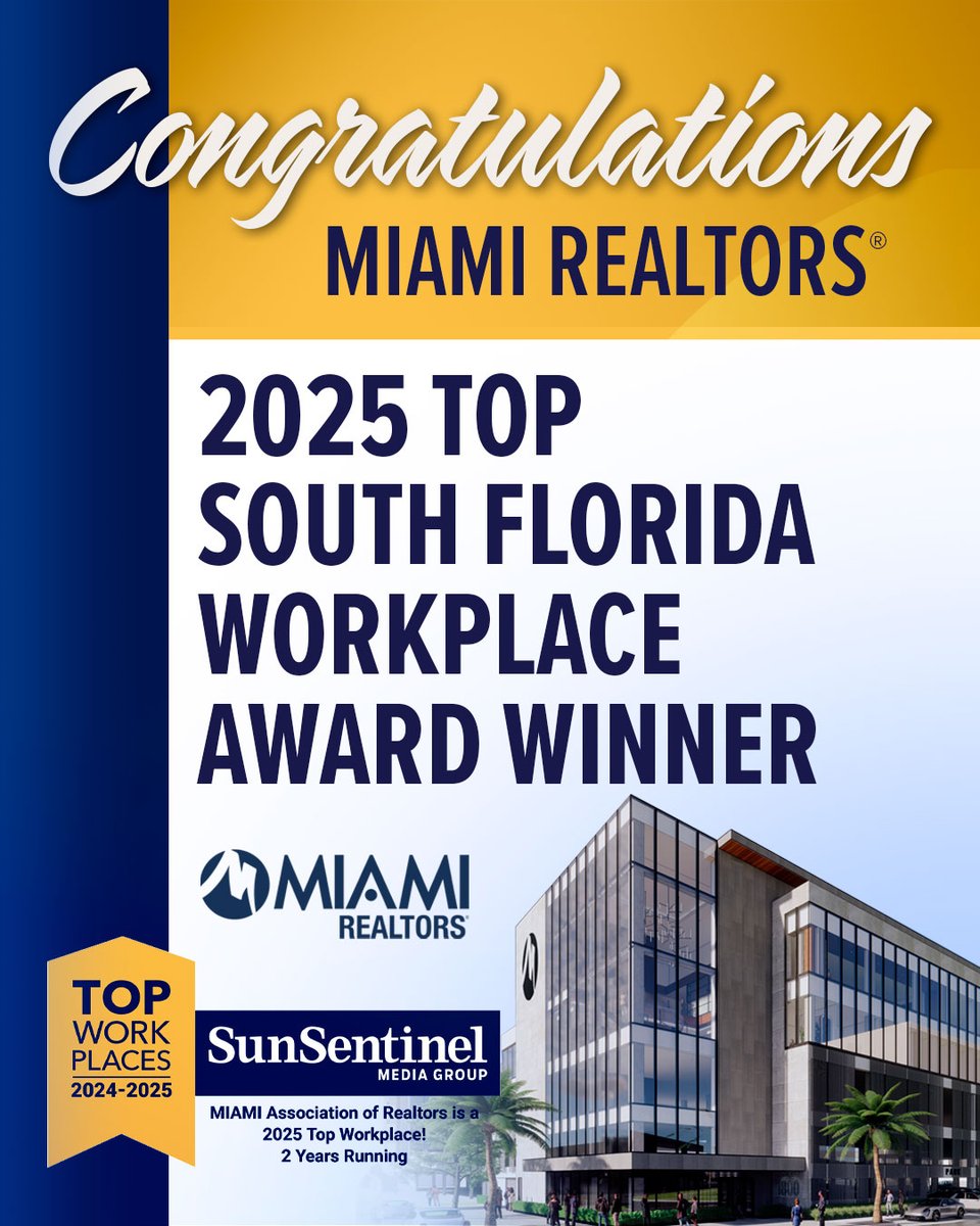 2025 Top South Florida Workplace Award Winner

#MiamiRealtors