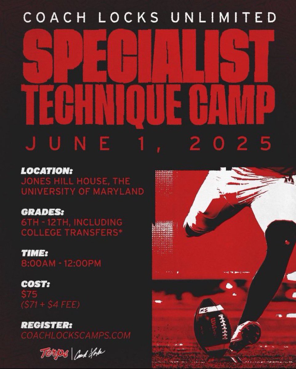 I will be at the University of Maryland specialist camp this Sunday June 1st <a href="/CoachAPowell/">Andre Powell</a> <a href="/CoachChiliDavis/">Chili Davis</a> <a href="/BRHSPantherFB/">BRHSPantherFB</a>