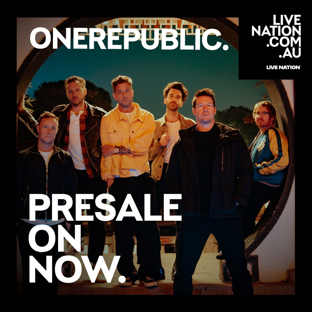 The Live Nation Presale for OneRepublic's Australian tour starts at 1pm (local). Log in to purchase presale tickets → lvntn.com/OR26