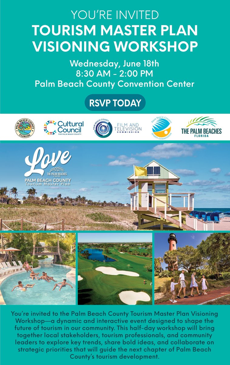 You're invited! Save the date! 
TOURISM MASTER PLAN  VISIONING WORKSHOP