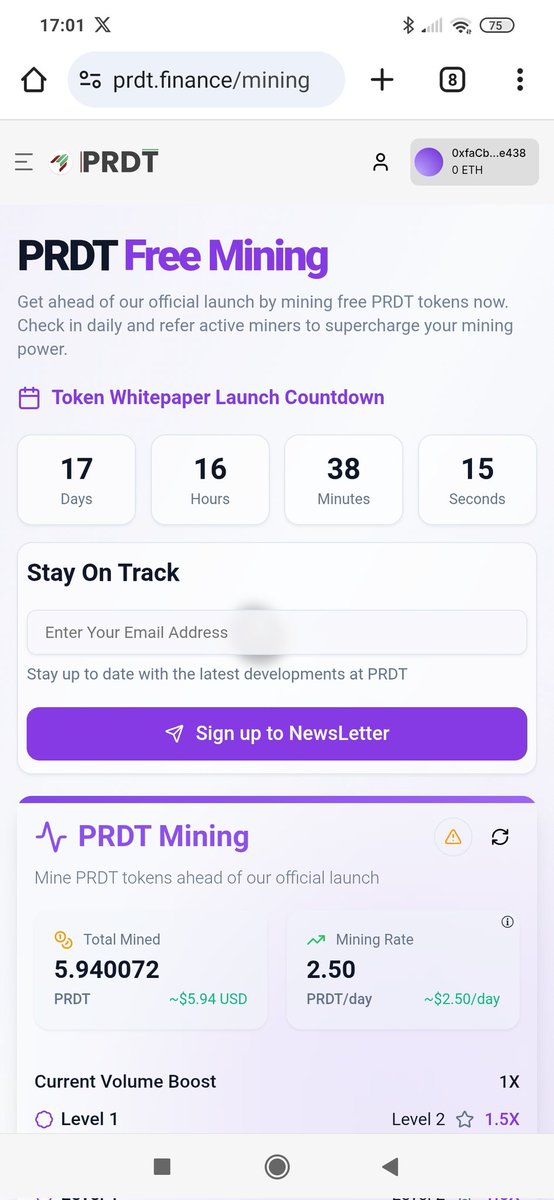 Wash_Matrix's tweet image. Launchpad in 17 days distributing token for mining. Hurry! @PRDT_Finance
@binance @elonmusk
prdt.finance/mining?referra…