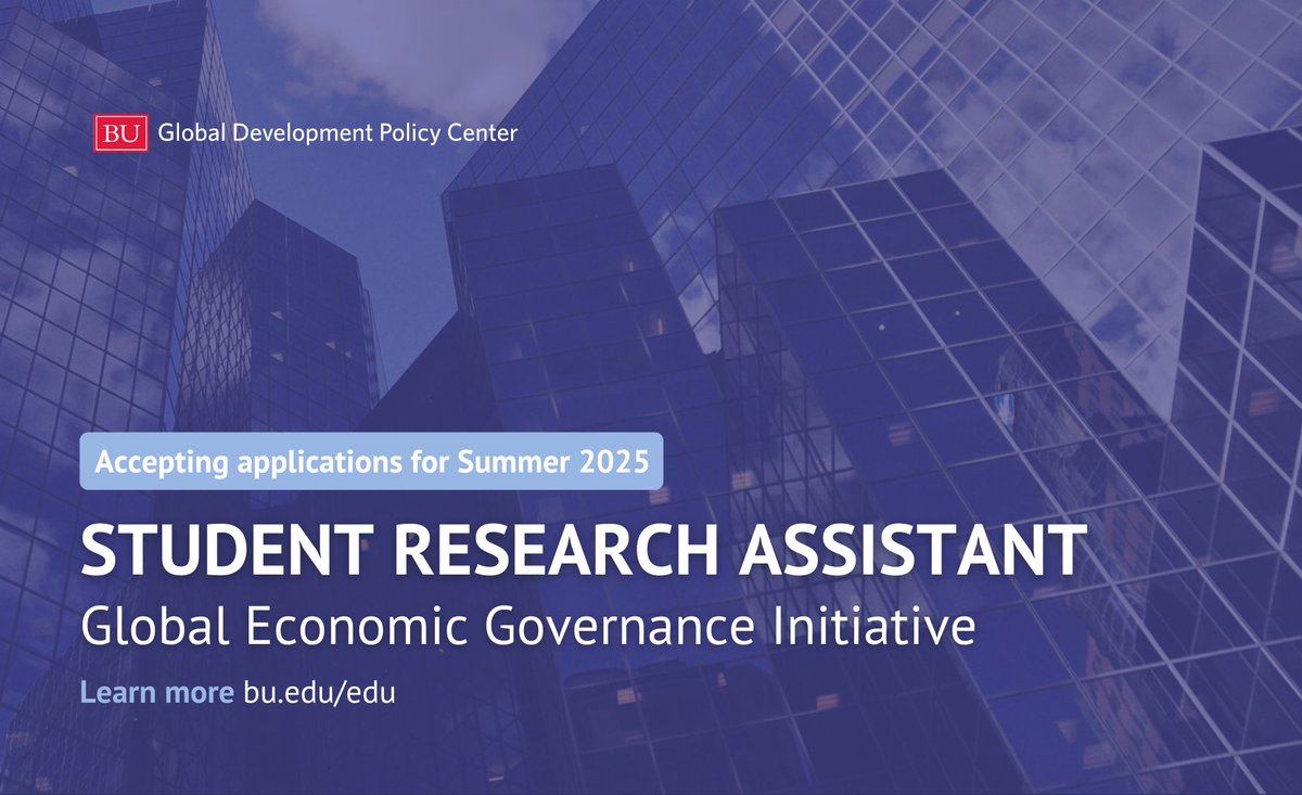 Boston University Global Development Policy Center (@gdp_center) on Twitter photo 🚨 ACCEPTING APPLICATIONS: Our Global Economic Governance Initiative seeks <a href="/BU_Tweets/">Boston University</a> student applicants for a paid research assistant role for Summer 2025.
See more details: gdpcenter.org/4dDLnwA 🚨 ACCEPTING APPLICATIONS: Our Global Economic Governance Initiative seeks <a href="/BU_Tweets/">Boston University</a> student applicants for a paid research assistant role for Summer 2025.
See more details: gdpcenter.org/4dDLnwA