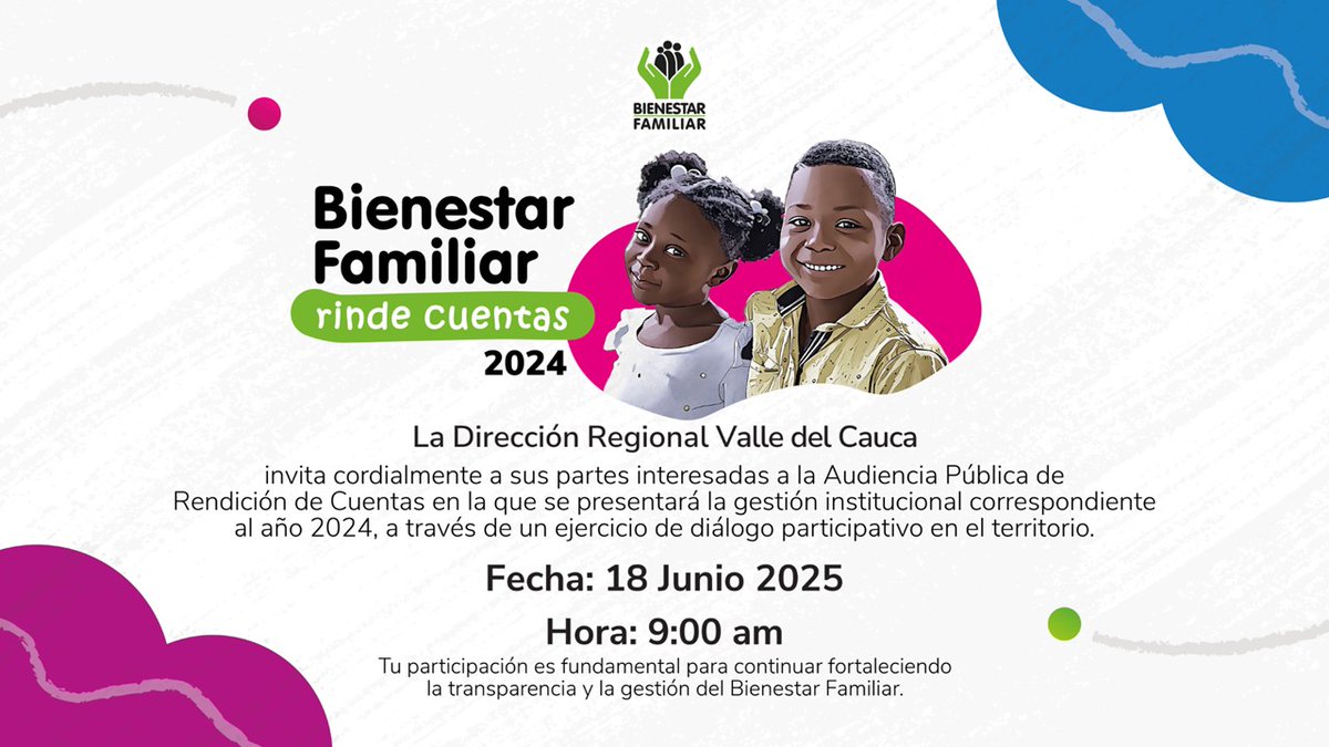 #ATENCIÓN Valle del Cauca #ICBFEnLasRegiones rinde cuentas de su gestión en el departamento durante el año 2024. 
¡Haz parte de esta jornada! Miércoles 18 de junio - 9:00 a.m. 
conéctate aquí : teams.microsoft.com/l/meetup-join/… y acompáñanos. 
¡Te esperamos!