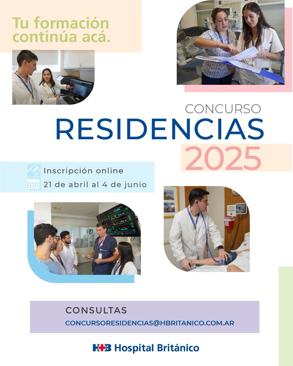 📣¡Últimos días! 
¡Residencias 2025 en el Hospital Británico!

Inscribite del 21/4 al 4/6. Sin límite de edad o año de graduación.

👉 Más info: docencia.hospitalbritanico.org.ar/TeachingResear…