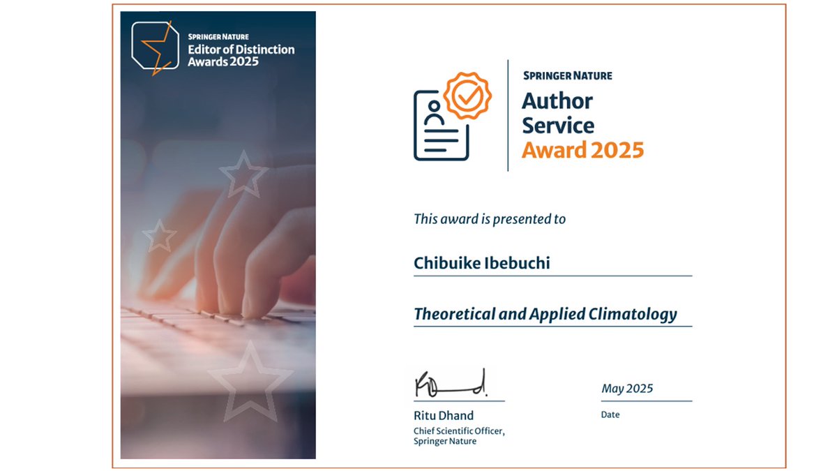 Very pleased to receive today the prestigious 2025 Springer Nature Editor of Distinction Award