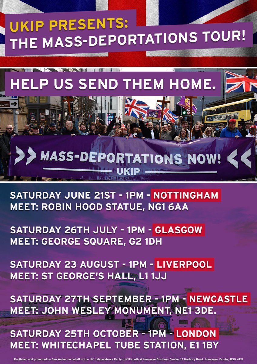 donnablagblag's tweet image. Save the dates the mass deportations tour coming to Nottingham ,Glasgow ,Liverpool,Newcastle and London. #UKIP