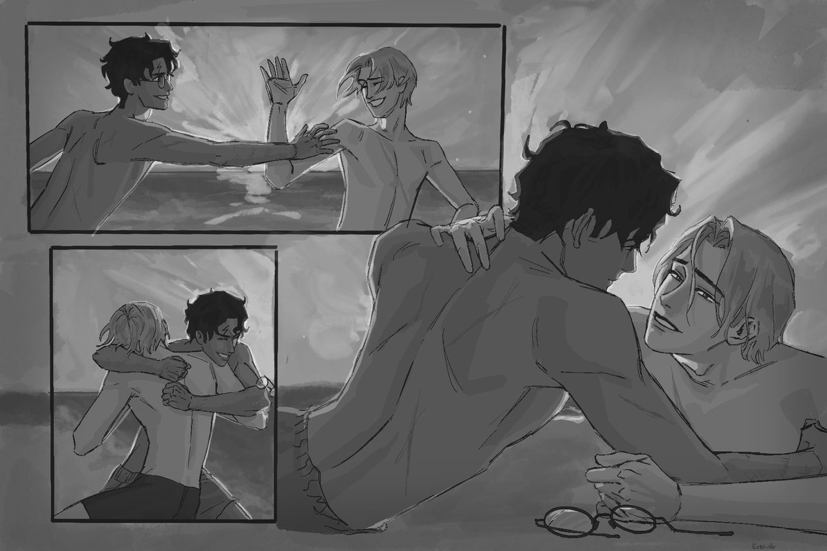 obessed_01's tweet image. Both of them should have known that running around wandless and out in the open will bring them more danger, but how could they not run in the sand during sunset as if nothing is wrong?
For once, can’t the world pretend along with them?
#fanart #drarry #DracoMalfoy #Harry