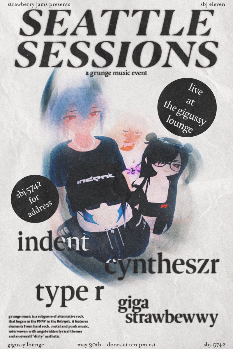 tmrw ~ 
expect to hear traditional and modern grunge, grungegaze, and a lil nu metal!