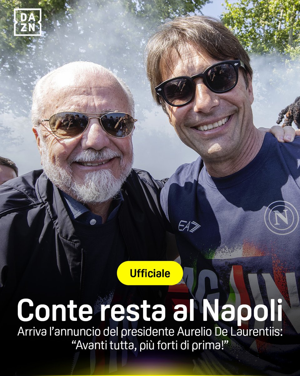 Conte 𝗔𝗚𝟰𝗜𝗡 👀
L'annuncio del presidente De Laurentiis 🎤

#Conte #Napoli #DAZN