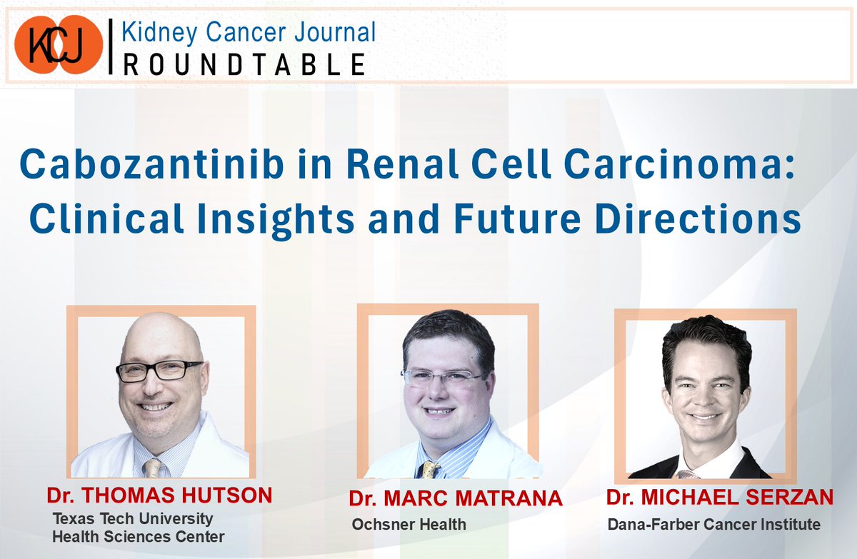 Kɪᴅɴᴇʏ Cᴀɴᴄᴇʀ Jᴏᴜʀɴᴀʟ (@kidneycancerj) on Twitter photo @ASCO25 Special release:
🚨ROUNDTABLE:
Cabozantinib in RCC: Clinical Insights and Future Directions
📺Video: tinyurl.com/KCJCabo1
📕TRANSCRIPT:
kidney-cancer-journal.com/KCJ23n2-roundt…
<a href="/DrTHut/">Thomas Hutson, DO, PharmD, PhD FACP</a> <a href="/TTUHSC/">Texas Tech University Health Sciences Center</a> <a href="/MikeSerzanMD/">Michael Serzan, MD</a> <a href="/DanaFarber/">Dana-Farber</a> DrMarcMatrana <a href="/OchsnerHealth/">Ochsner Health</a>
#RCC #Cabozantinib @ASCO25 Special release:
🚨ROUNDTABLE:
Cabozantinib in RCC: Clinical Insights and Future Directions
📺Video: tinyurl.com/KCJCabo1
📕TRANSCRIPT:
kidney-cancer-journal.com/KCJ23n2-roundt…
<a href="/DrTHut/">Thomas Hutson, DO, PharmD, PhD FACP</a> <a href="/TTUHSC/">Texas Tech University Health Sciences Center</a> <a href="/MikeSerzanMD/">Michael Serzan, MD</a> <a href="/DanaFarber/">Dana-Farber</a> DrMarcMatrana <a href="/OchsnerHealth/">Ochsner Health</a>
#RCC #Cabozantinib