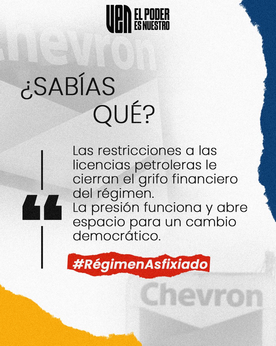 ➡️  Las licencias fueron suspendidas a todas las petroleras, gasíferas, y comercializadoras. 

➡️ El argumento es: cortar todos los recursos al régimen, venga de donde venga.

➡️  El aislamiento económico es clave para detener el terrorismo de estado.

#RegimenAsfixiado