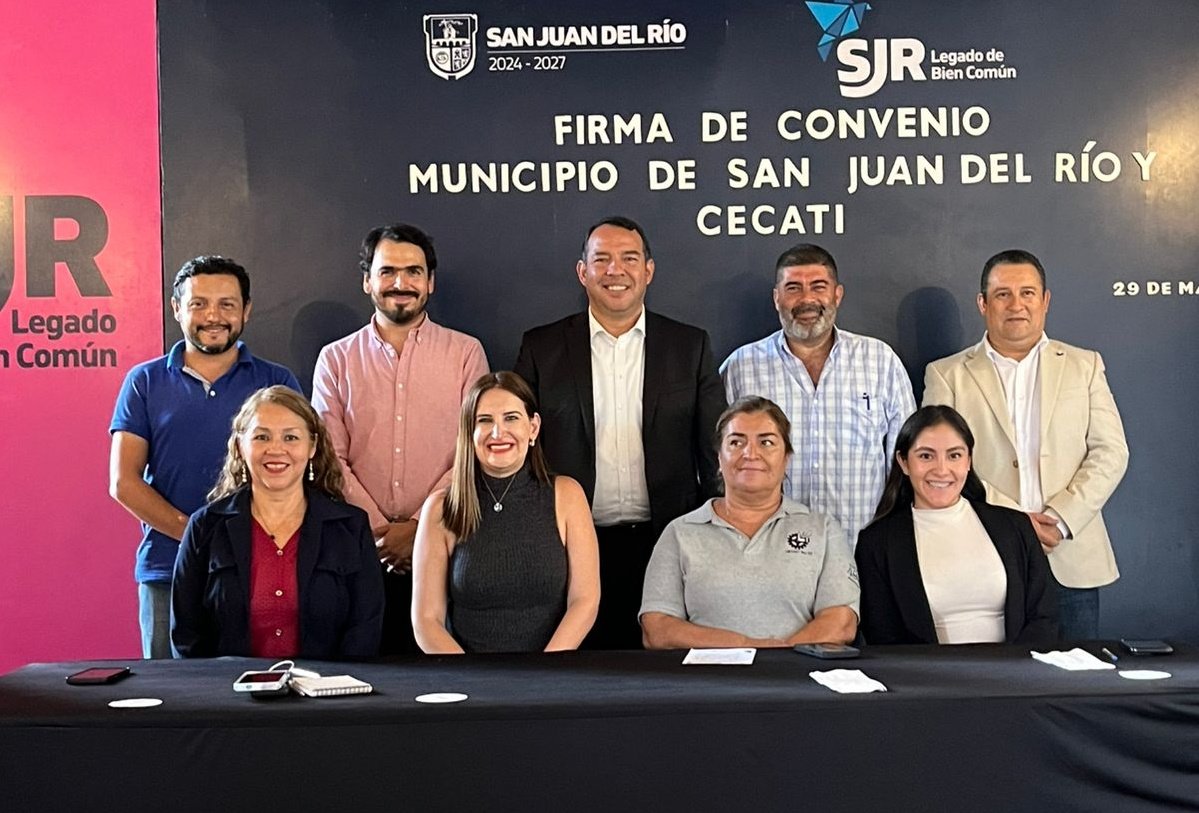 pattygmiranda's tweet photo. Agradezco al Presidente Municipal de #SJDR @RobertoCabreraV su valioso apoyo y colaboración para firmar un Acuerdo de Colaboración con nuestros #CECATIS. 
Este Acuerdo permitirá que muchas y muchos jóvenes, mujeres, personas en situación de vulnerabilidad o en búsqueda de reconversión laboral, accedan a cursos, certificaciones y formación especializada, sin tener que salir de su municipio. Aquí, en San Juan del Río, la capacitación se volverá sinónimo de esperanza, de superación, de futuro.
#TalentoCECATI
@gonzalo_espina
