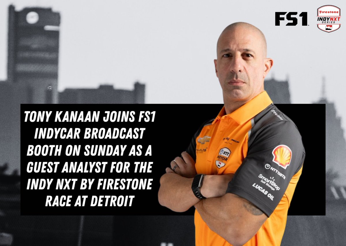 FOX Sports PR (@foxsportspr) on Twitter photo ๐จTK to the booth! <a href="/ArrowMcLaren/">Arrow McLaren IndyCar Team</a> team principal & former @INDYCAR champion <a href="/TonyKanaan/">Tony Kanaan</a> joins the @INDYCARonFOX booth Sunday as a guest analyst for the <a href="/INDYNXT/">INDY NXT by Firestone</a> race on FS1 ๐๏ธ. ๐จTK to the booth! <a href="/ArrowMcLaren/">Arrow McLaren IndyCar Team</a> team principal & former @INDYCAR champion <a href="/TonyKanaan/">Tony Kanaan</a> joins the @INDYCARonFOX booth Sunday as a guest analyst for the <a href="/INDYNXT/">INDY NXT by Firestone</a> race on FS1 ๐๏ธ.