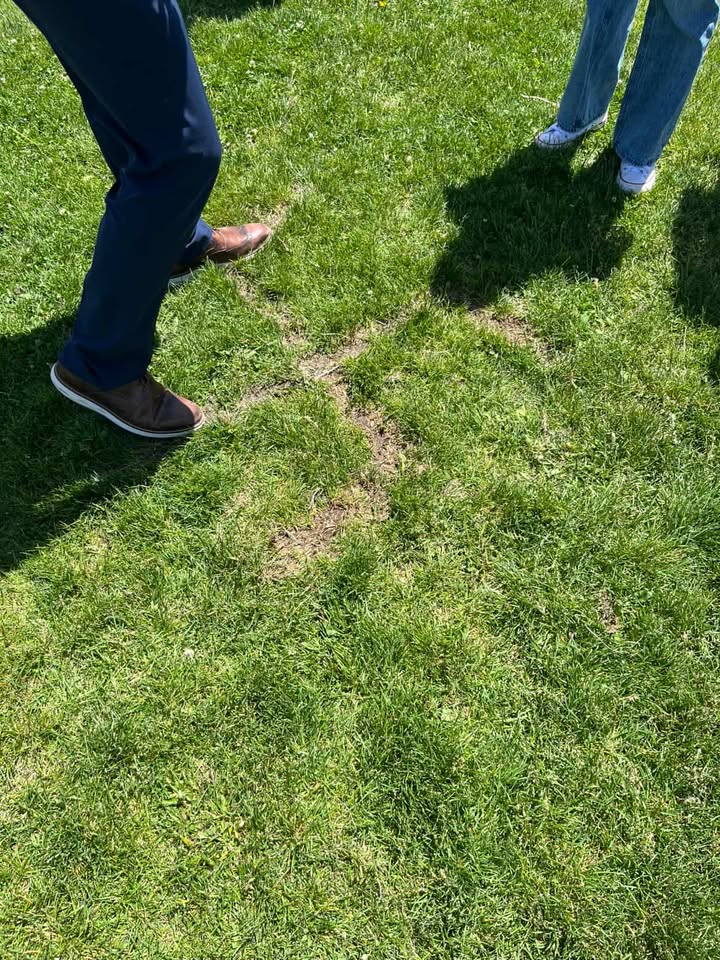 A sickening photo sent to us today of a swastika carved out in a grassy area at a local school.

Someone, who sent this anonymously and wanted us to share here, said it was in the field area of Billinghurst Middle School on Chesterfield Lane.