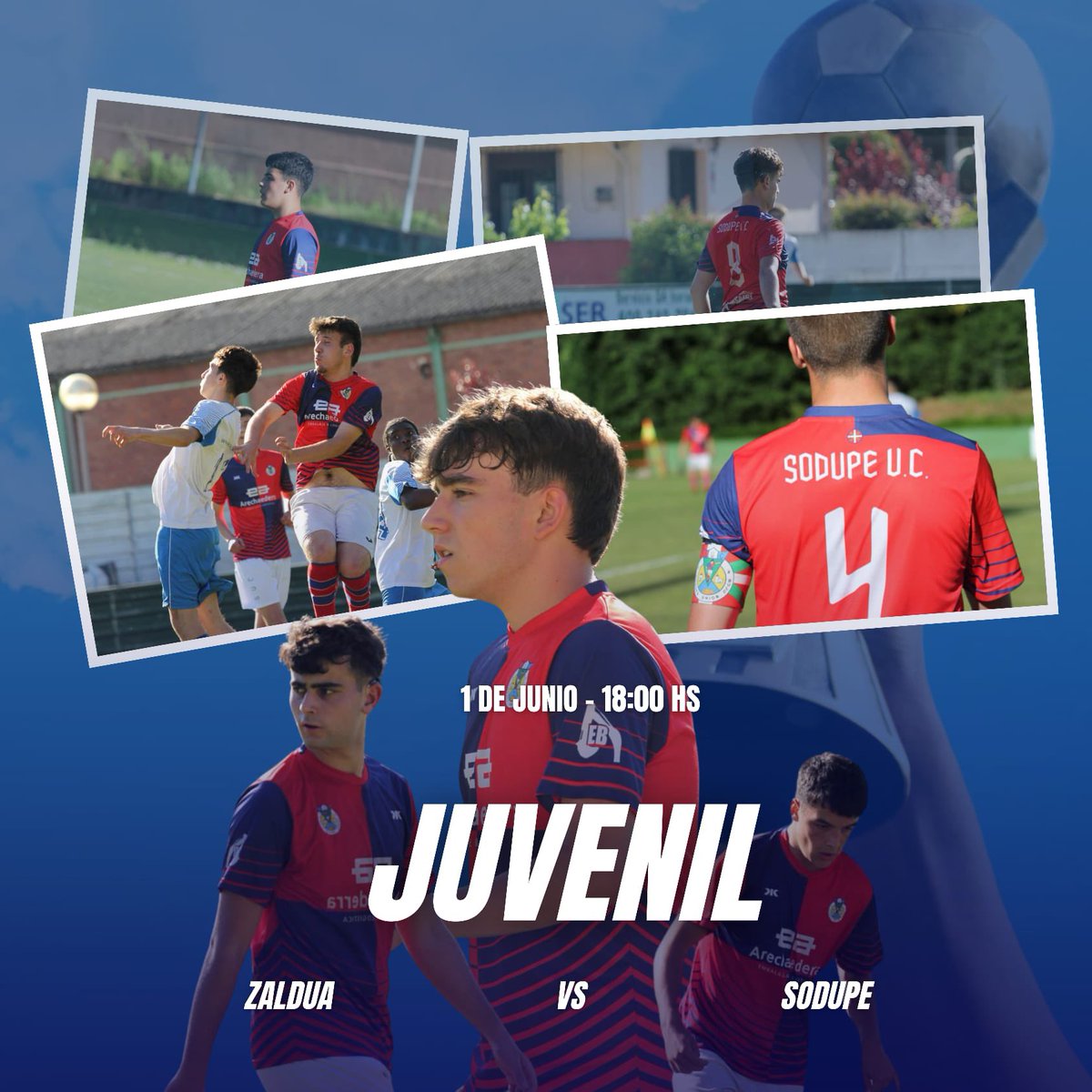 ¡Partido clave!⚽️
Este domingo, nuestro equipo juvenil se enfrenta al Zaldua en un partido crucial de la Liga de Ascenso. ¡Sabemos que van a darlo todo en el campo para conseguir la victoria!
❤️💙

🗓️ Domingo 1 de junio
⏰ 18:00h
