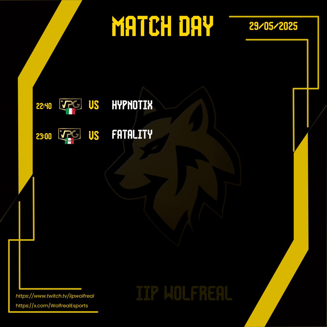 IIP WOLFREAL (@wolfrealesports) on Twitter photo ๐๐๐๐๐ ๐๐๐! ๐กโซ๏ธ
๐|<a href="/VPGItaly/">VPG Italy ๐ฎ๐น</a> ๐ฎ๐น
๐ <a href="/Hypnotix_PS/">Hypnotix</a>
๐ <a href="/FatalityProClub/">Fatality Project</a> ๐๐๐๐๐ ๐๐๐! ๐กโซ๏ธ
๐|<a href="/VPGItaly/">VPG Italy ๐ฎ๐น</a> ๐ฎ๐น
๐ <a href="/Hypnotix_PS/">Hypnotix</a>
๐ <a href="/FatalityProClub/">Fatality Project</a>