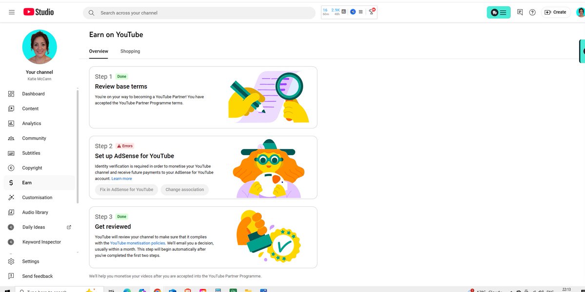 Frombump2bubble's tweet photo. @TeamYouTube Here is my Earn page - I have been back and forth with YT support but no answers yet. Please advise next steps, thank you. https://t.co/rkFHGBDuY5