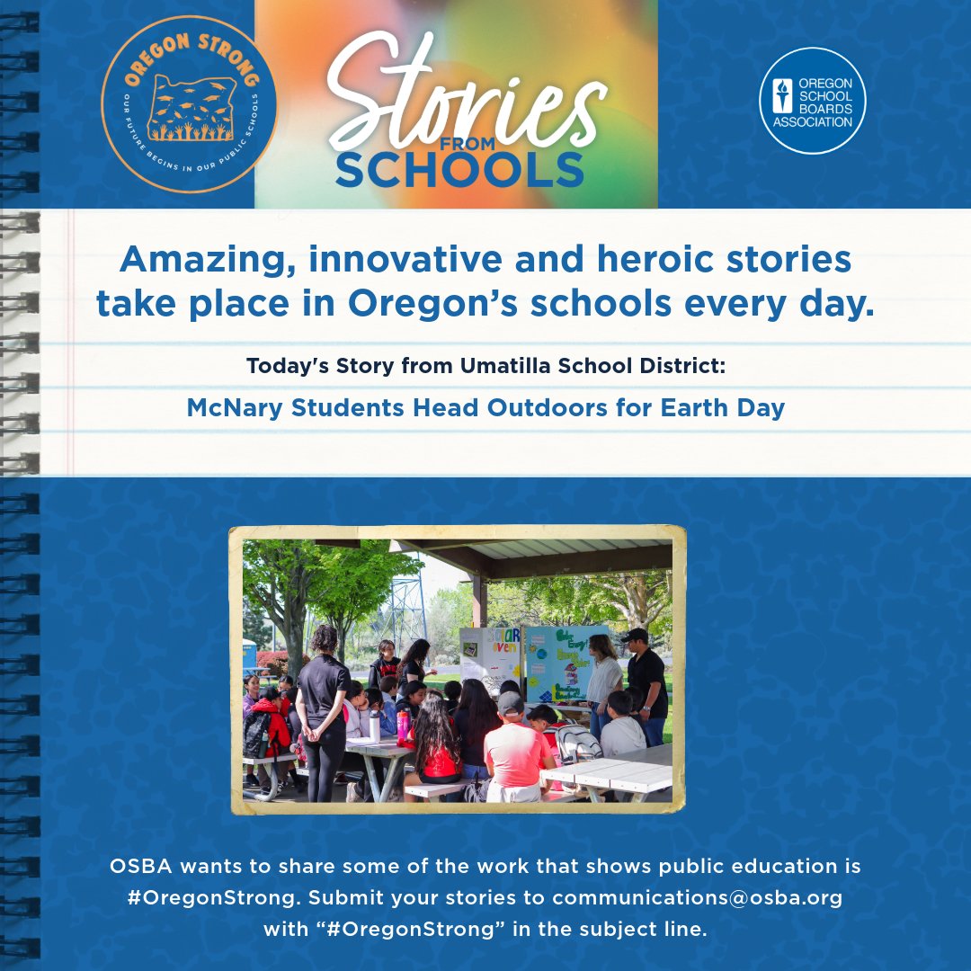 OSBA (@osbanews) on Twitter photo Today we have a story from Umatilla School District:
McNary Students Head Outdoors for Earth Day
Read more: umatilla.k12.or.us/article/2202354
#OregonStrong #oregon #publiceducation #studentsuccess #educationmatters <a href="/umatillaschools/">Umatilla School District</a> Today we have a story from Umatilla School District:
McNary Students Head Outdoors for Earth Day
Read more: umatilla.k12.or.us/article/2202354
#OregonStrong #oregon #publiceducation #studentsuccess #educationmatters <a href="/umatillaschools/">Umatilla School District</a>
