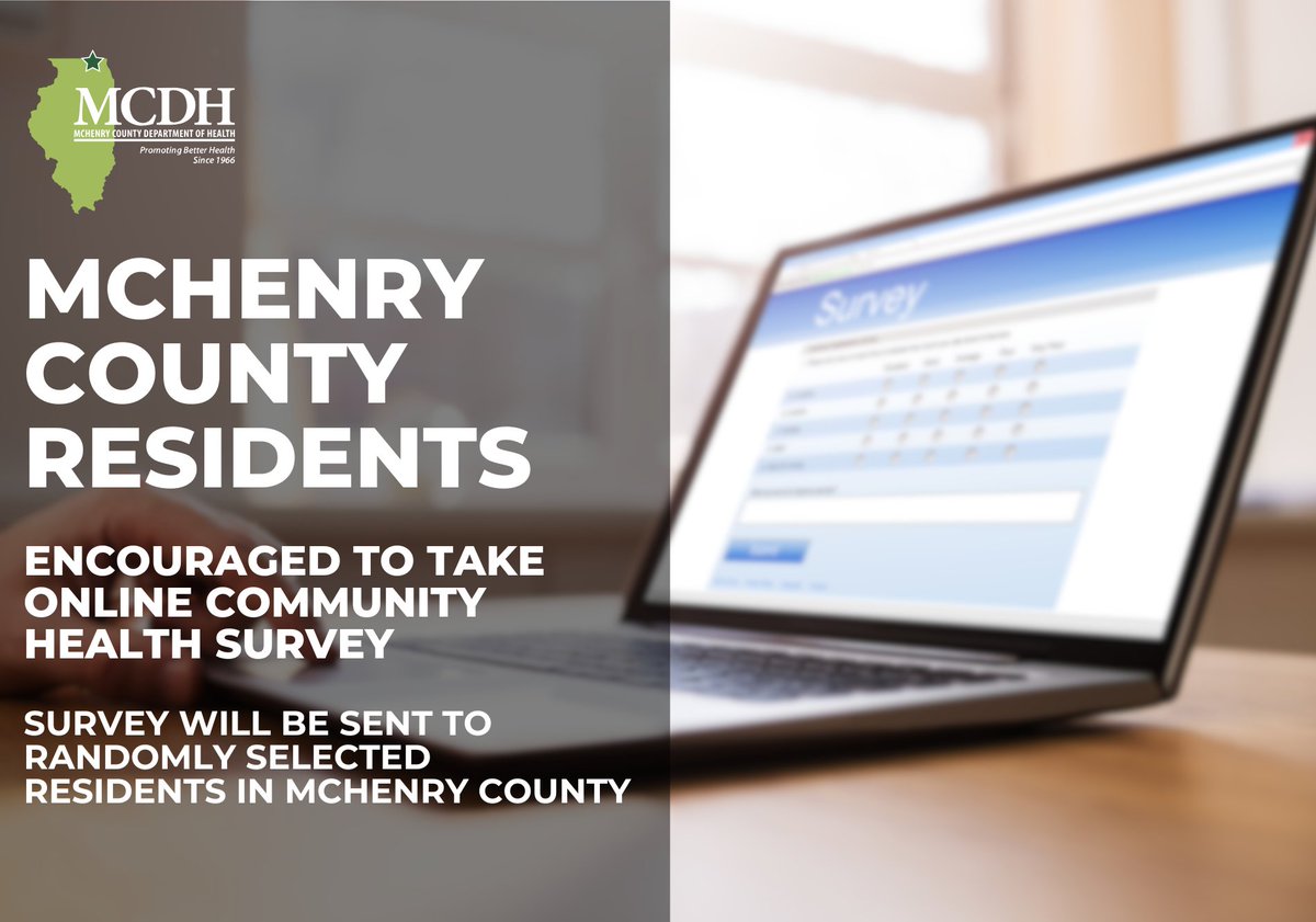 🩺 A new community health survey is underway in McHenry County!

Randomly selected residents will receive an email invite to complete a short, anonymous survey.

Your input helps shape future health programs and services.

🔗 mcdh.link/strategic-plan…