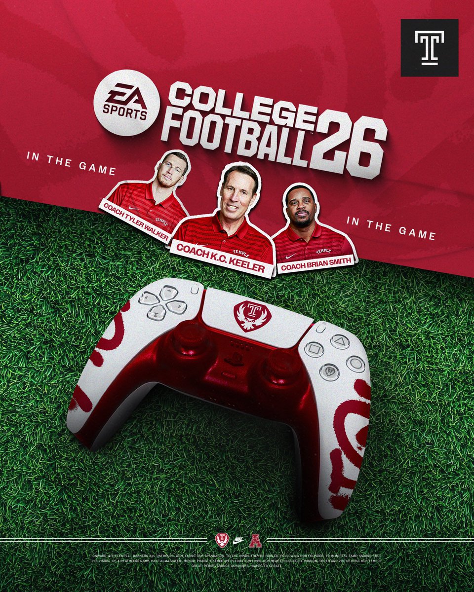 Temple Football (@temple_fb) on Twitter photo They’re in the game! 👀🎮
<a href="/CoachKCKeeler/">KC Keeler</a>, <a href="/CoachTWalker/">Tyler Walker</a>, & <a href="/Coachblsmith/">Brian L Smith</a> will all be in College Football 26!
#TempleTUFF | <a href="/EASPORTSCollege/">EASPORTSCollege</a> They’re in the game! 👀🎮
<a href="/CoachKCKeeler/">KC Keeler</a>, <a href="/CoachTWalker/">Tyler Walker</a>, & <a href="/Coachblsmith/">Brian L Smith</a> will all be in College Football 26!
#TempleTUFF | <a href="/EASPORTSCollege/">EASPORTSCollege</a>