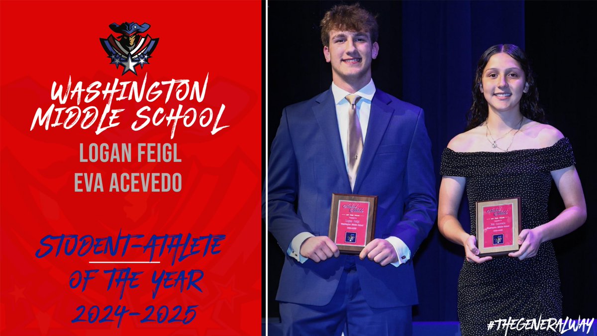 🏅 Big congrats to Logan Feigl &amp; Eva Acevedo — Washington’s 2024-2025 Student-Athletes of the Year! 💪📚

Leaders in the classroom. Standouts on the field. True Generals through and through.

#TheGeneralWay #StudentAthlete #WMSGenerals