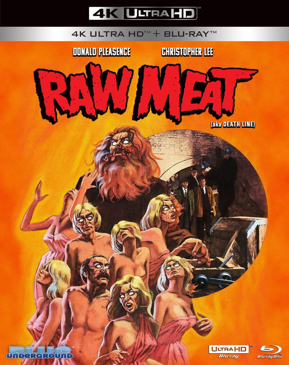 disc_connected's tweet photo. ***ANNOUNCEMENT***

Coming around #Halloween on #4K in the US from #BlueUnderground: #RawMeat AKA #DeathLine (1972)!

Gary Sherman's RAW MEAT (aka DEATH LINE), in a brand-new 2025 restoration from the original uncensored camera negative, with Dolby Vision HDR and new Dolby Atmos audio mix!

BENEATH MODERN LONDON LIVES A TRIBE OF ONCE HUMANS. NEITHER MEN NOR WOMEN… THEY ARE THE RAW MEAT OF THE HUMAN RACE!

There’s something pretty grisly going on under London in the Tube tunnels between Holborn and Russell Square. When a top civil servant becomes the latest to disappear down there Scotland Yard start to take the matter seriously. Helping them are a young couple who get nearer to the horrors underground than they would wish.

#BluRay #PhysicalMedia #BluRays #BoutiqueBluRay #CultMovies #DiscConnected #BlueUnderground #GarySherman #DonaldPleasance