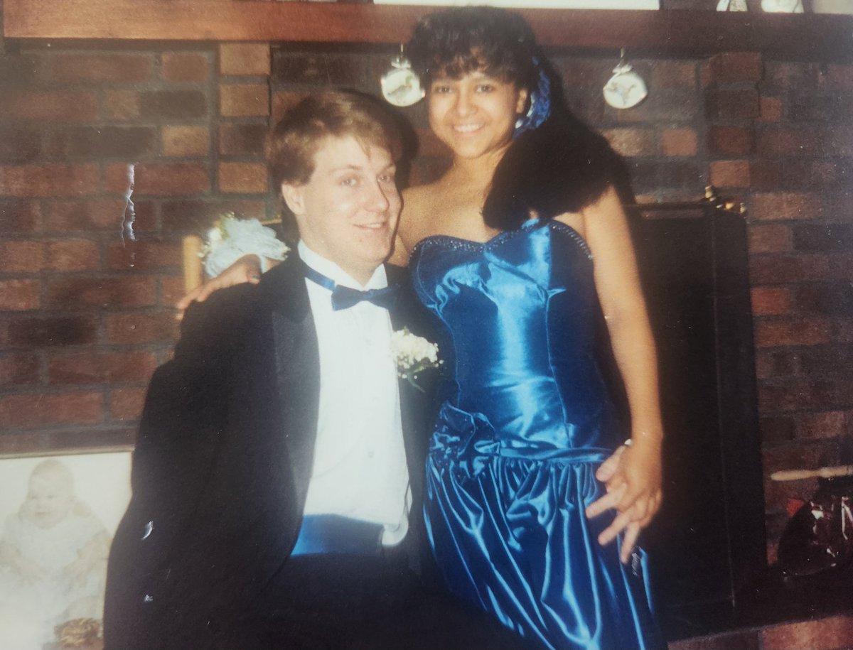 Prom! 1989. My date's mom sewed that dress for me. It's the bangs and  banana clip for me, though. #TBT