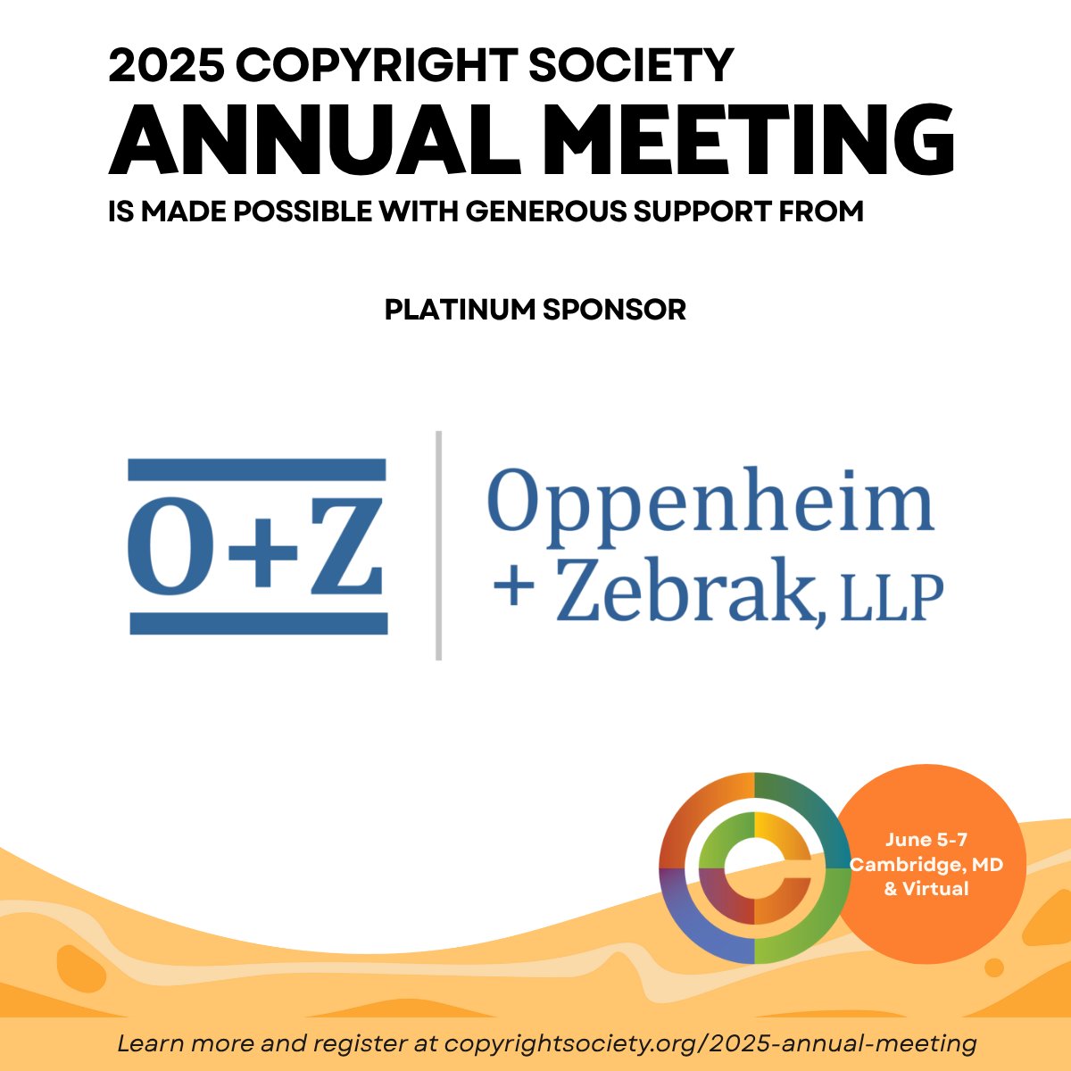 Copyright Society (@copyrightsoc) on Twitter photo 🌟 A big thanks to <a href="/OandZLaw/">Oppenheim + Zebrak</a> for their generous support as a Platinum Sponsor of the #2025AnnualMeeting!
You will not want to miss this year's Annual Meeting, learn more and register:
➡️ copyrightsociety.org/event/2025-ann…
#CopyrightAM #Copyright #CopyrightSociety 🌟 A big thanks to <a href="/OandZLaw/">Oppenheim + Zebrak</a> for their generous support as a Platinum Sponsor of the #2025AnnualMeeting!
You will not want to miss this year's Annual Meeting, learn more and register:
➡️ copyrightsociety.org/event/2025-ann…
#CopyrightAM #Copyright #CopyrightSociety