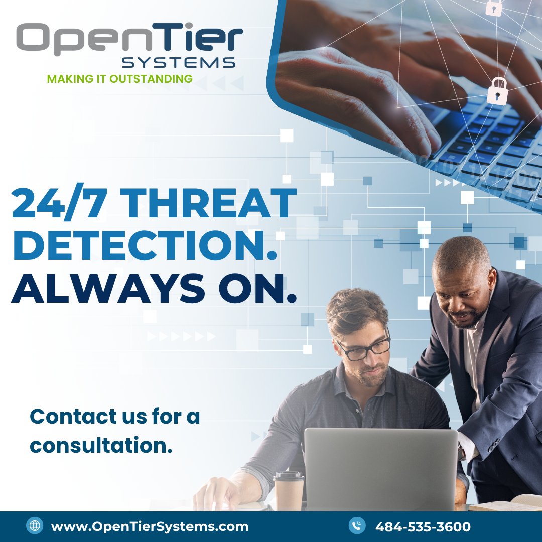 OpenTierSystems's tweet photo. Our security tools never sleep. Get round-the-clock protection for your network, endpoints, and cloud tools. Let’s talk about 24/7 security  https://t.co/bKFbRm4eQX https://t.co/ZVMuZfoCxk
