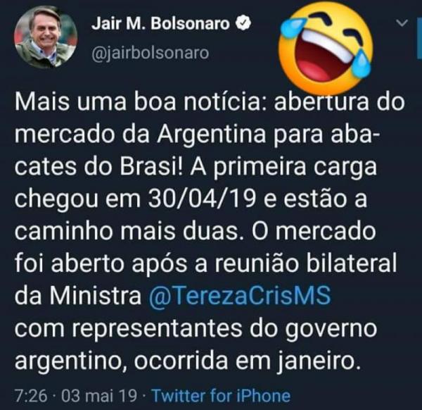 Lula: navio com 9 mil veículos
Inelegível: 3 caminhões de abacate