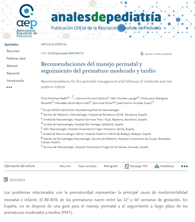 El ARTÍCULO DESTACADO publicado hoy en Continuum analiza las re­co­men­da­cio­nes del ma­ne­jo pe­ri­na­tal y se­gui­mien­to del pre­ma­tu­ro mo­de­ra­do y tar­dí­o.

Toda la información en este enlace: continuum.aeped.es/courses/info/1…